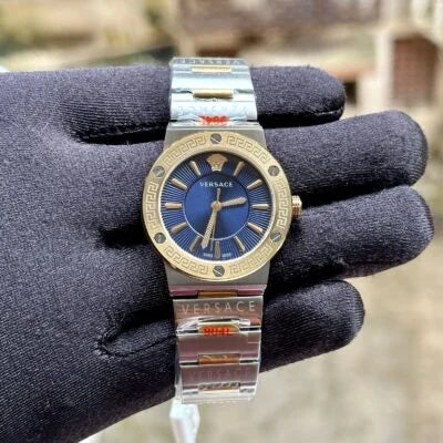 Versace VEVH00520 Silver Two-Tone Blue Dial