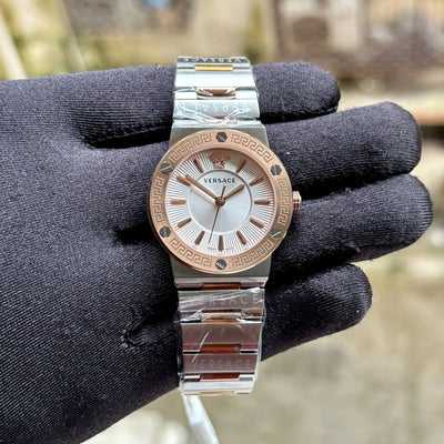 Versace Greca Logo Rose Gold White Dial