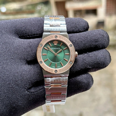 Versace Greca Logo Rose Gold Green Dial