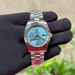 Rolex DayDate Roman Figure Silver Ice Blue Dial
