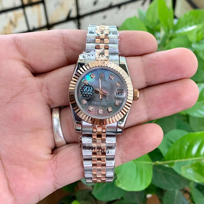 Rolex DateJust RG Silver Diamond Figure Ladies