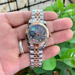Rolex DateJust RG Silver Diamond Figure Ladies