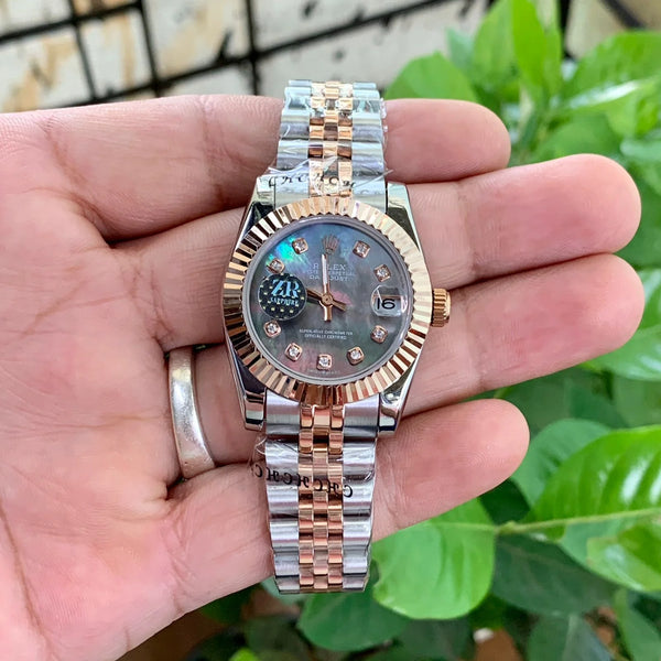 Rolex DateJust RG Silver Diamond Figure Ladies
