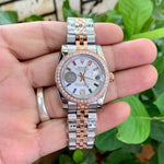 Rolex DateJust Two-Tone White Dial Rainbow Figure