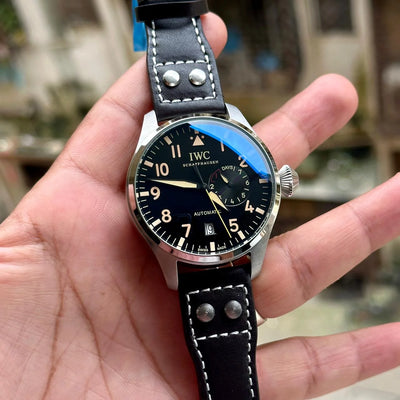 IWC Schaffhausen Big Pilot’s Black Dial Silver Leather