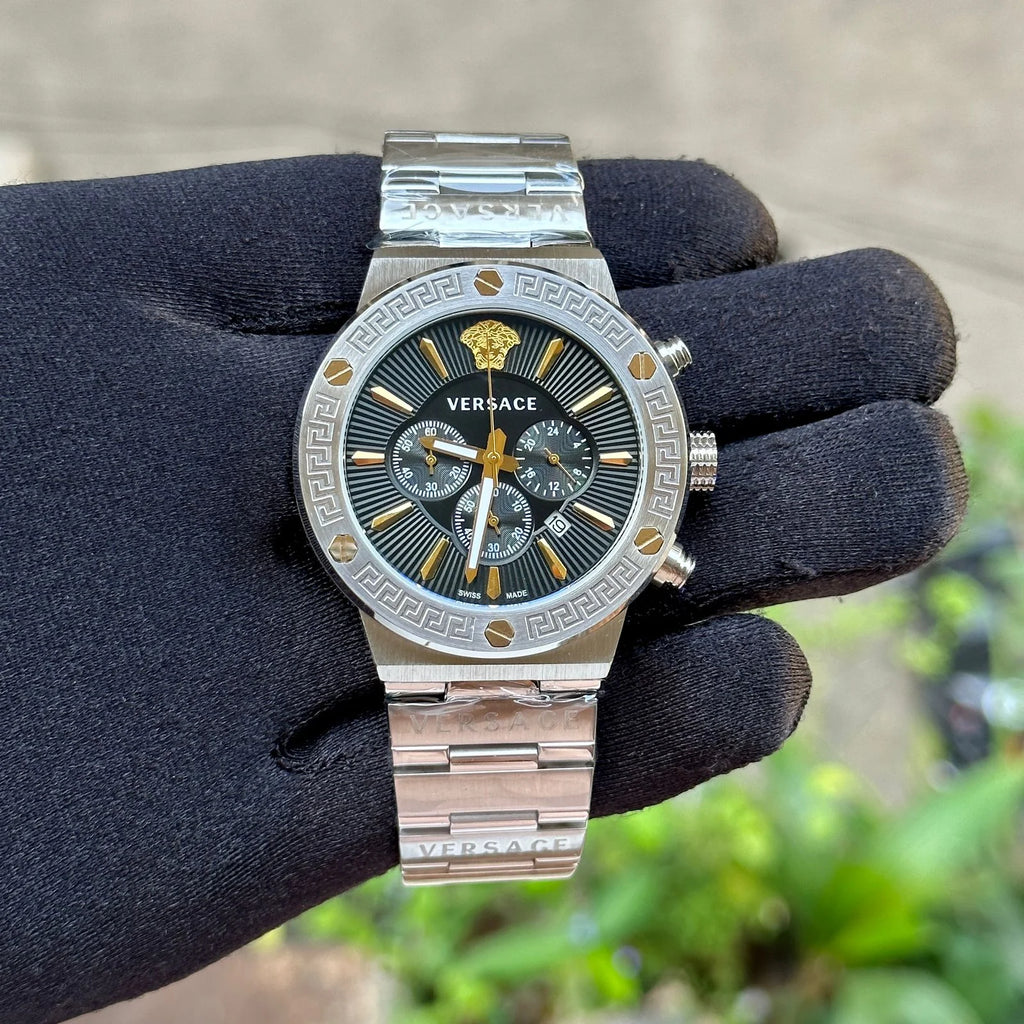 Versace Greca Logo Chronograph Silver-Black