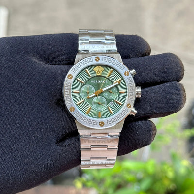 Versace Greca Logo Chronograph Silver-Green