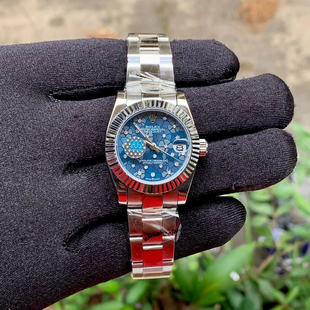 Rolex DateJust Floral Blue Ladies