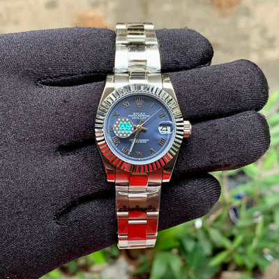 Rolex DateJust Silver-Blue Ladies