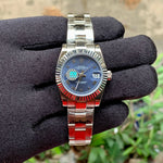 Rolex DateJust Silver-Blue Ladies