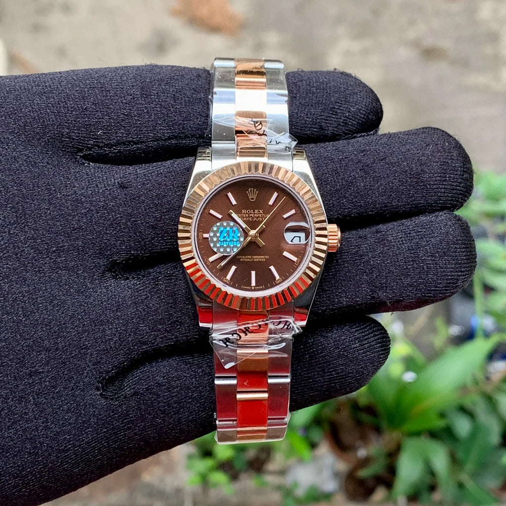 Rolex DateJust Silver-RGold Fluted Ladies