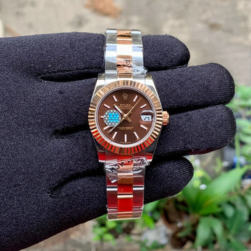 Rolex DateJust Silver-RGold Fluted Ladies
