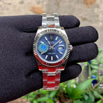 Rolex DateJust Silver-Blue Fluted Bezel