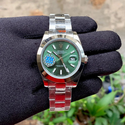 Rolex DateJust Oyster Green Dial Plain Bezel