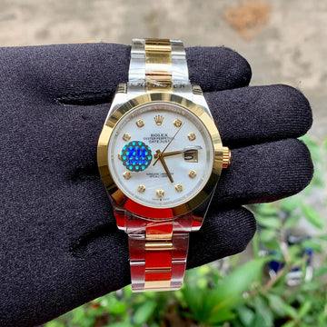 Rolex DateJust Plain Gold Bezel White Dial Zr