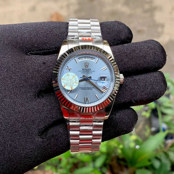 Rolex DayDate Roman Figure Silver Ice Blue YZ