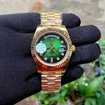 Rolex DayDate Gold Green Two Tone Dial Yz