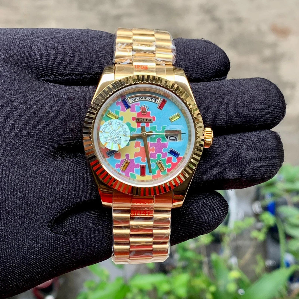 Rolex DayDate Oyster Perpetual Gold Puzzle Dial Yz