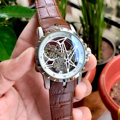 Roger Dubuis Tourbillion Skeleton Brown Leather