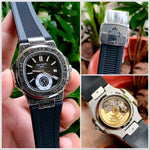 Patek Philippe Nautilus Engraved Black-Silver Semi ETA
