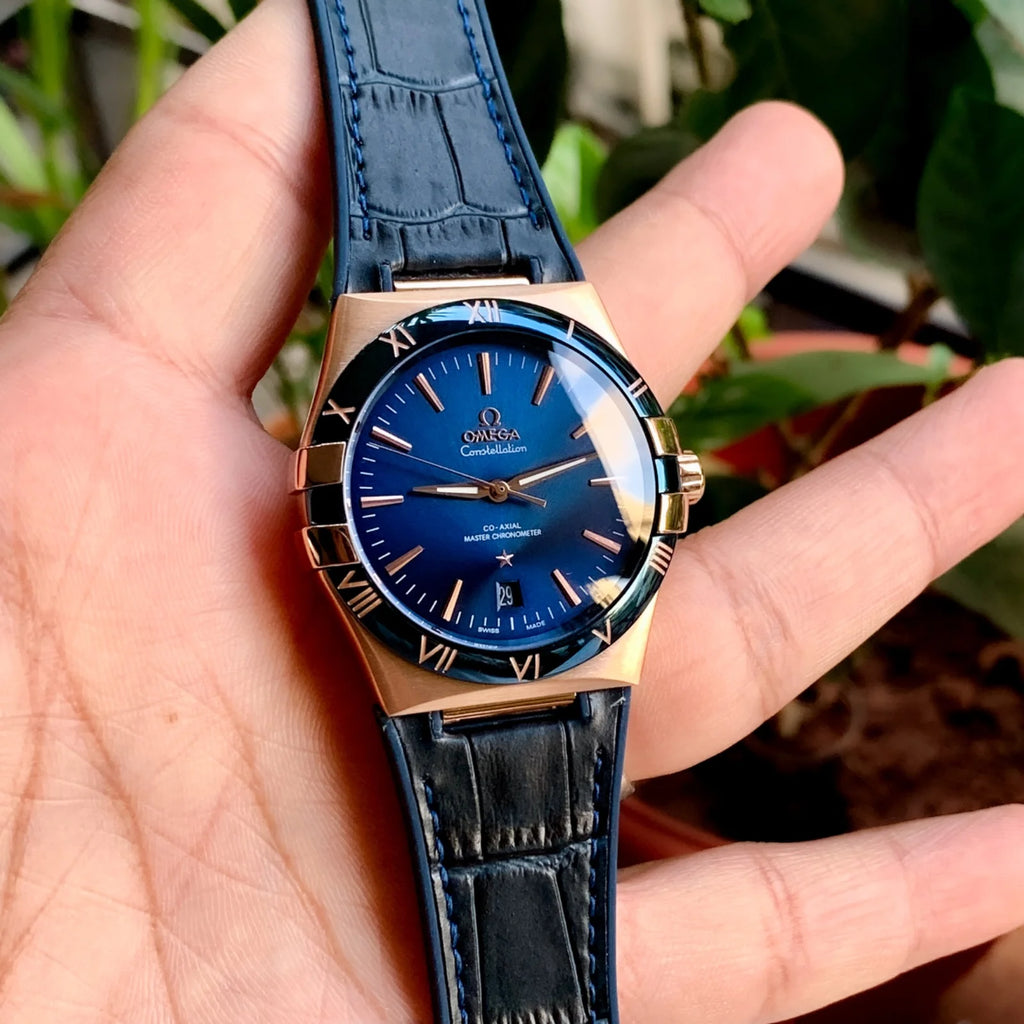 Omega Constellation Co-Axial Blue Dial RoseGold Case
