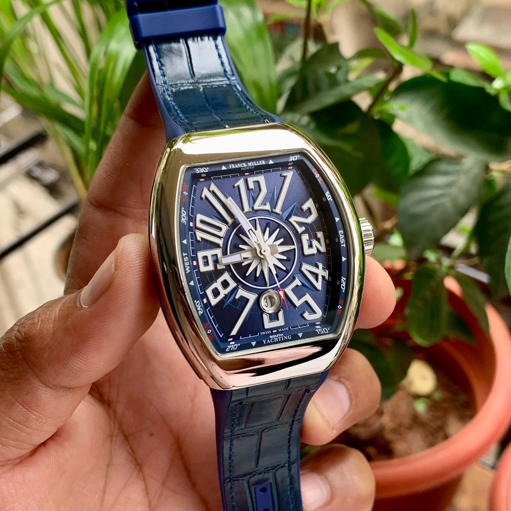 Franck Muller Vanguard Yachting Blue Dial Leather