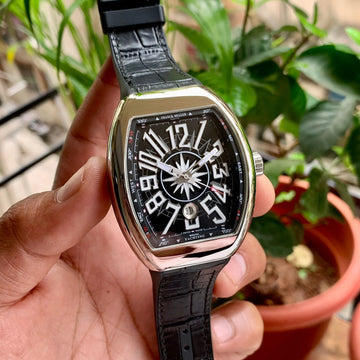 Franck Muller Vanguard Yachting Black Dial Leather