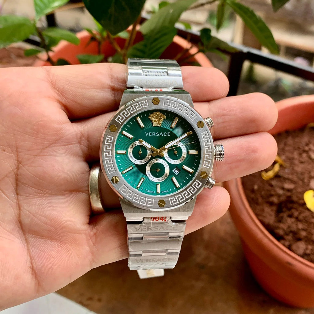 Versace Greca Logo Chrono Green Dial