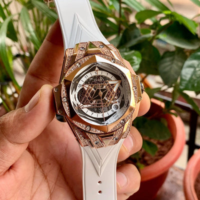 Hublot King Unicorn White-RG Diamond Quartz