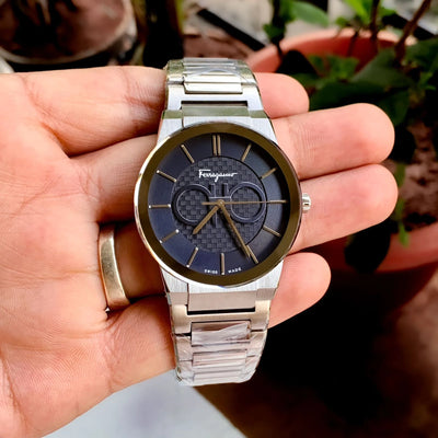 Ferragamo Sapphire Chronographs Silver-Blue