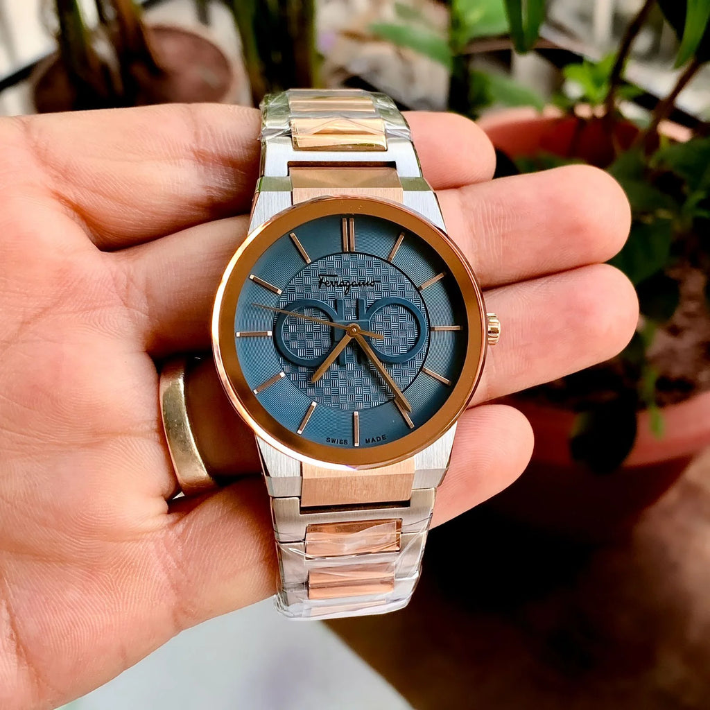 Ferragamo Sapphire Chronographs RoseGold-Blue