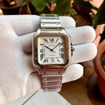 Cartier Santos De Full Silver Gents LQ