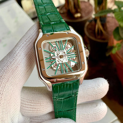 Cartier D’Santos Skeleton Green Leather