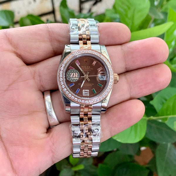 Rolex DateJust Two-Tone Diamond Figure Brown