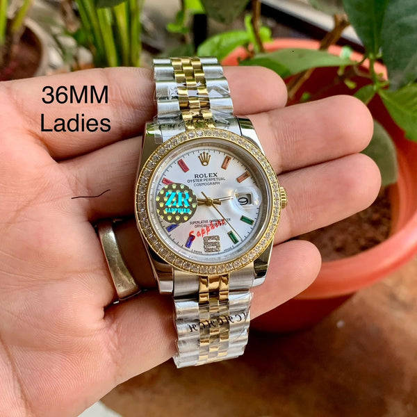 Rolex DateJust Two-Tone Gold White Dial Rainbow