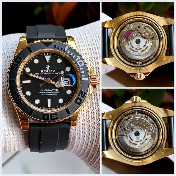Rolex Yatch Master Black-Gold Semi Swiss