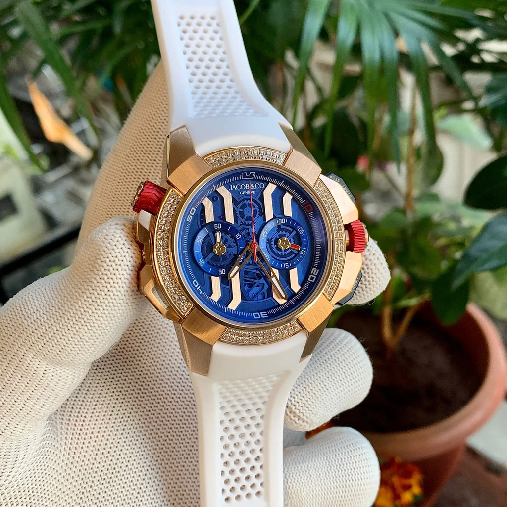 Jacob & Co Epic X Chrono Blue Dial Quartz Diamond