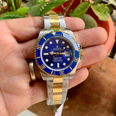 Rolex Submariner Silver Blue Two-Tone Semi Swiss