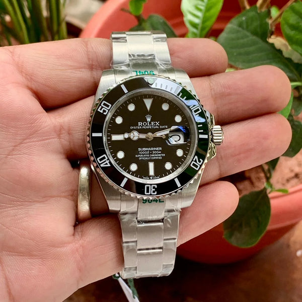 Rolex Submariner Silver Black Semi Swiss