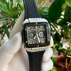 Hublot Square-Bang-Unico فضي-أسود كوارتز بظهر مفتوح