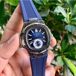 Patek Philippe Nautilus Engraved Blue-Silver Semi ETA