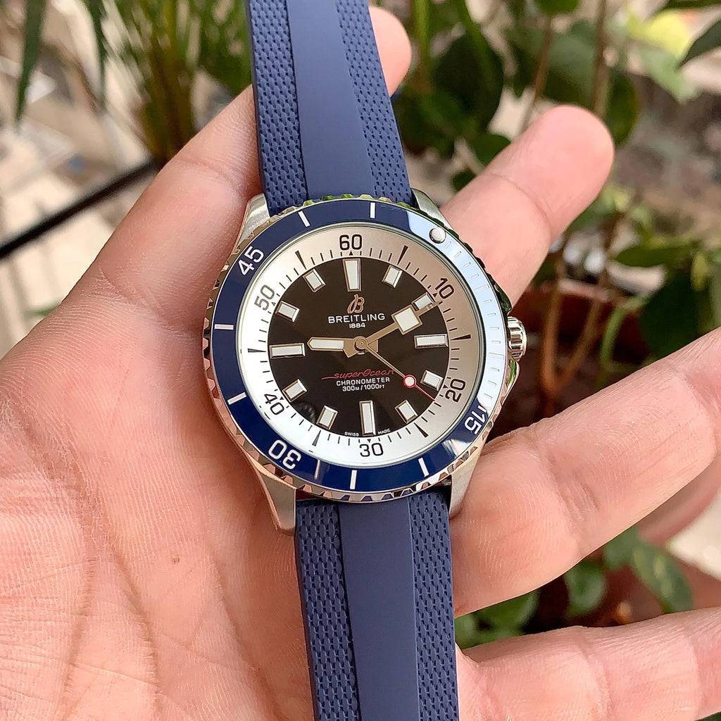 Breitling SUPEROCEAN 42 Black Dial Blue Strap