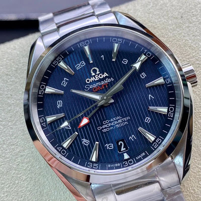 OMEGA Aqua Terra 150M GMT Blue VSF Swiss