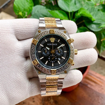 Versace Greca Logo Chronograph Black Dual Tone