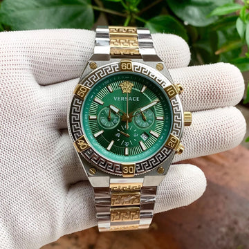 Versace Greca Logo Chronograph Green Dual Tone