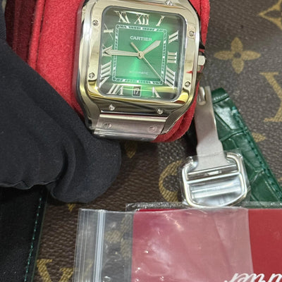 Cartier Santos Silver WSSA0062 Green J12 Swiss