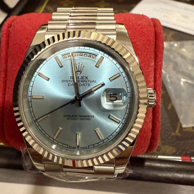 Rolex DayDate 228236 Fluted Bezel Ice Blue Swiss