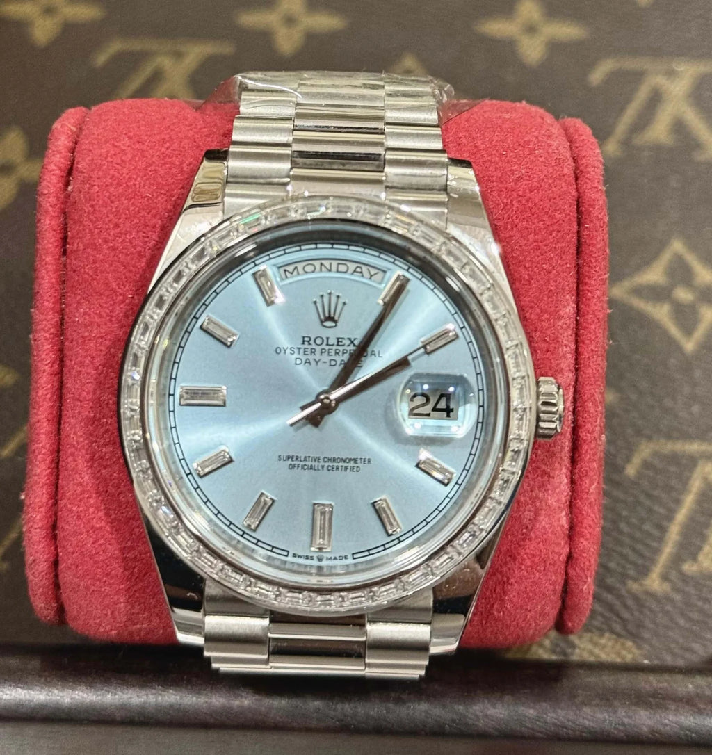 Rolex DayDate 228396 Diamond Bezel Ice Blue Swiss