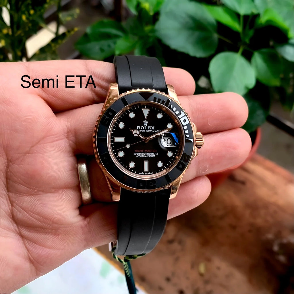 Rolex Yatch Master Black-Gold Semi Swiss