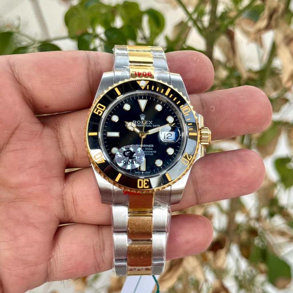 Rolex Submariner SEMI ETA Silver Gold Black Dial